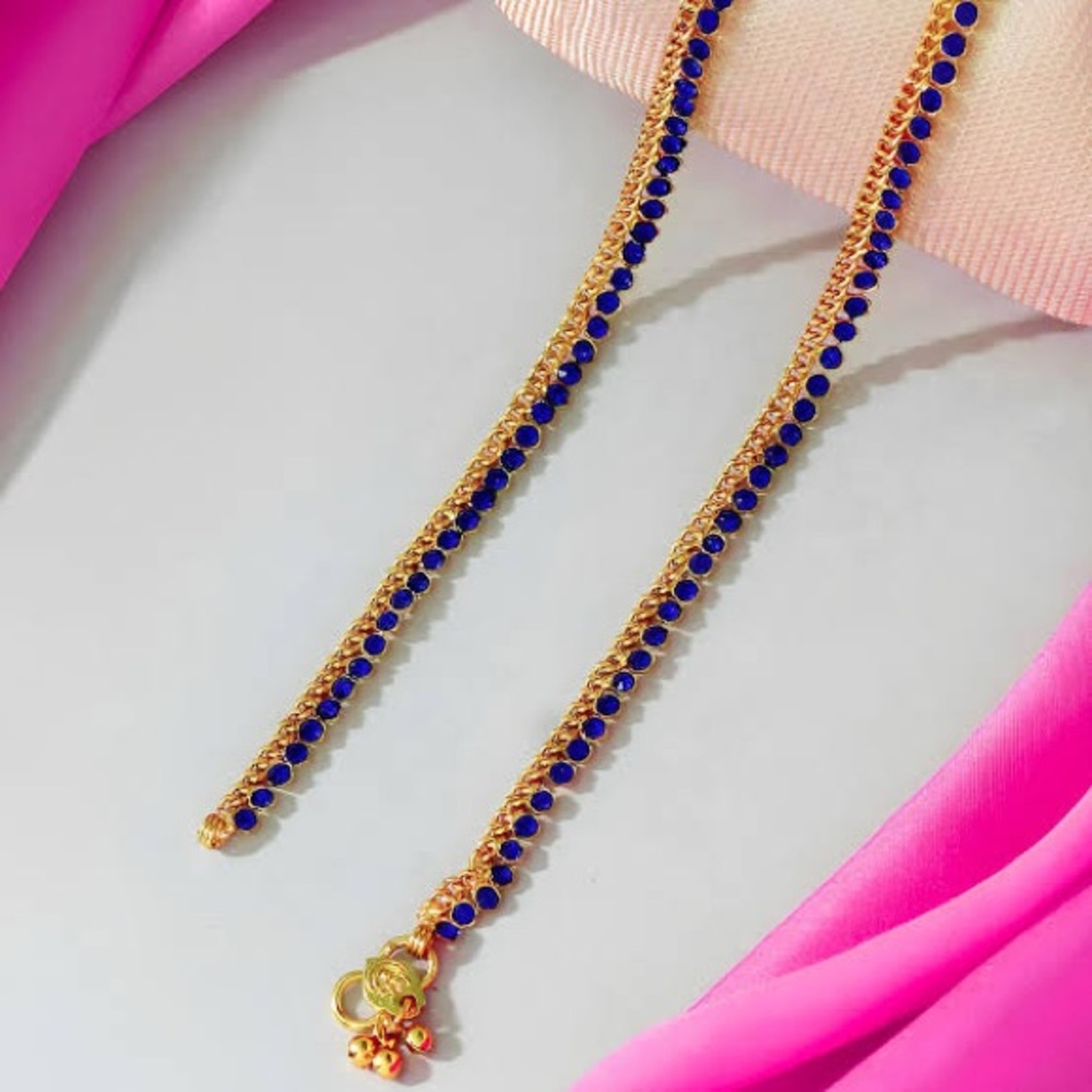 Blue and Gold Tennis Ankle Bracelet